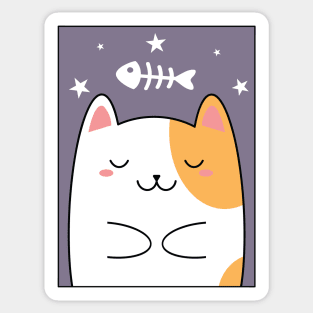 Dreaming Cat Among the Stars Sticker